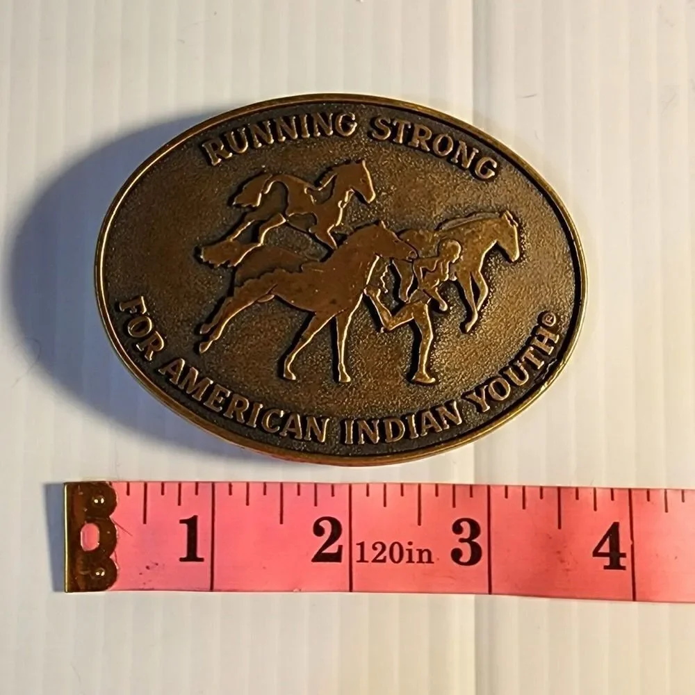 Vintage Running Strong For American Indian Youth 1997 Belt Buckle
